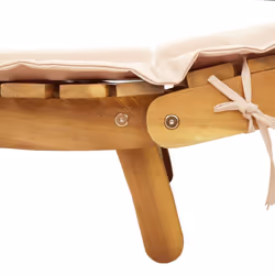 vidaXL Sun Lounger with Cushion Sunbed Lounge Bed Beige Solid Wood Acacia - Additional view 5
