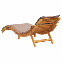 vidaXL Sun Lounger with Cushion Sunbed Lounge Bed Taupe Solid Wood Acacia - Additional view 4