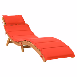 vidaXL Sun Lounger with Cushion Daybed Sunbed Lounge Bed Red Solid Wood Acacia