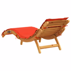 vidaXL Sun Lounger with Cushion Daybed Sunbed Lounge Bed Red Solid Wood Acacia - Additional view 4
