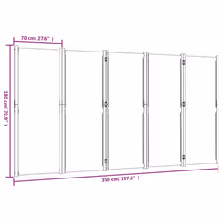 vidaXL Room Divider Wall Partition Screen Panel Room Separator Privacy Screen - light grey, 350 x 180 cm