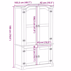 vidaXL Glass Display Cabinet Storage Shelf Cupboard Bookcase Solid Wood Pine - Additional view 8