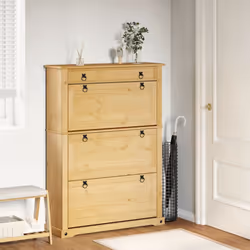 vidaXL Wine Cabinet Wine Cupboard Sideboard Drinks Cabinet Solid Wood Pine - 99 x 32 x 138 cm - Additional view 2