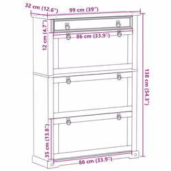 vidaXL Wine Cabinet Wine Cupboard Sideboard Drinks Cabinet Solid Wood Pine - 99 x 32 x 138 cm - Additional view 3