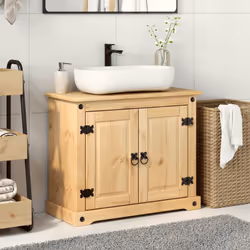 vidaXL Bathroom Sink Cabinet Storage Cupboard Vanity Unit Solid Wood Pine - Additional view 2