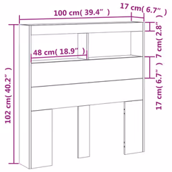 vidaXL Headboard Cabinet with LED Bedroom Bed Headboard White 100x17x102 cm - Additional view 3