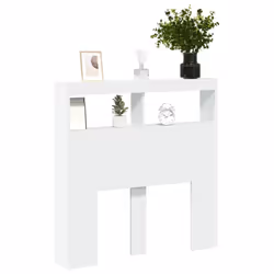 vidaXL Headboard Cabinet with LED Bedroom Bed Headboard White 100x17x102 cm - Additional view 4