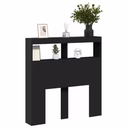 vidaXL Headboard Cabinet with LED Bedroom Bed Headboard Black 100x17x102 cm - Additional view 4