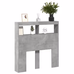 vidaXL Headboard Cabinet with LED Bed Headboard Concrete Grey 100x17x102 cm - Additional view 4