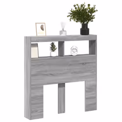 vidaXL Headboard Cabinet with LED Bed Headboard Grey Sonoma 100x17x102 cm - Additional view 4