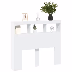 vidaXL Headboard Cabinet with LED Bedroom Bed Headboard White 120x17x102 cm - Additional view 4