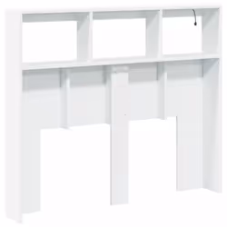 vidaXL Headboard Cabinet with LED Bedroom Bed Headboard White 120x17x102 cm - Additional view 7