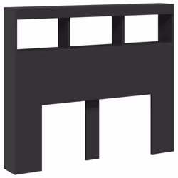 vidaXL Headboard Cabinet with LED Bedroom Bed Headboard Black 120x17x102 cm - Additional view 2