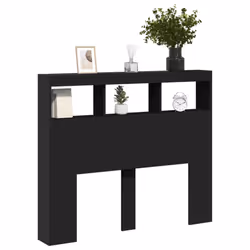 vidaXL Headboard Cabinet with LED Bedroom Bed Headboard Black 120x17x102 cm - Additional view 4