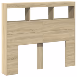vidaXL Headboard Cabinet with LED Bedroom Bed Header Sonoma Oak 120x17x102 cm - Additional view 2