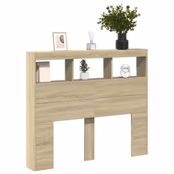 vidaXL Headboard Cabinet with LED Bedroom Bed Header Sonoma Oak 120x17x102 cm - Additional view 4