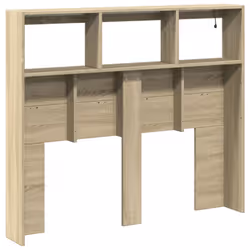 vidaXL Headboard Cabinet with LED Bedroom Bed Header Sonoma Oak 120x17x102 cm - Additional view 7