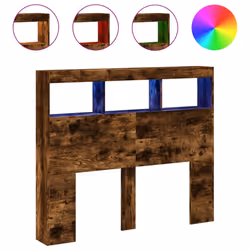 vidaXL Headboard Cabinet with LED Home Bed Headboard Smoked Oak 120x17x102 cm