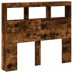 vidaXL Headboard Cabinet with LED Home Bed Headboard Smoked Oak 120x17x102 cm