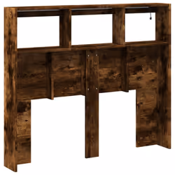 vidaXL Headboard Cabinet with LED Home Bed Headboard Smoked Oak 120x17x102 cm - Additional view 7