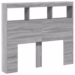 vidaXL Headboard Cabinet with LED Bed Headboard Grey Sonoma 120x17x102 cm - Additional view 2