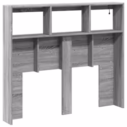 vidaXL Headboard Cabinet with LED Bed Headboard Grey Sonoma 120x17x102 cm - Additional view 5