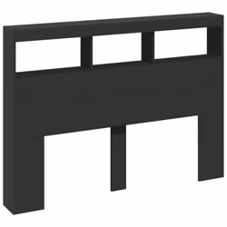 vidaXL Headboard Cabinet with LED Bedroom Bed Headboard Black 140x17x102 cm - Additional view 2