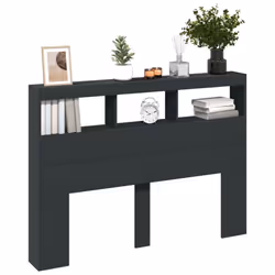 vidaXL Headboard Cabinet with LED Bedroom Bed Headboard Black 140x17x102 cm - Additional view 4