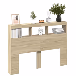 vidaXL Headboard Cabinet with LED Bedroom Bed Header Sonoma Oak 140x17x102 cm - Additional view 4