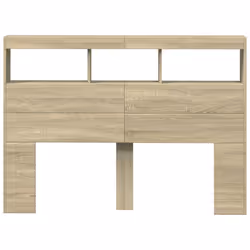 vidaXL Headboard Cabinet with LED Bedroom Bed Header Sonoma Oak 140x17x102 cm - Additional view 5