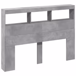 vidaXL Headboard Cabinet with LED Bed Headboard Concrete Grey 140x17x102 cm - Additional view 2