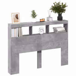vidaXL Headboard Cabinet with LED Bed Headboard Concrete Grey 140x17x102 cm - Additional view 4