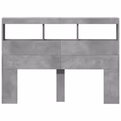 vidaXL Headboard Cabinet with LED Bed Headboard Concrete Grey 140x17x102 cm - Additional view 5