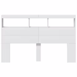 vidaXL Headboard Cabinet with LED Bedroom Bed Headboard White 160x17x102 cm - Additional view 5