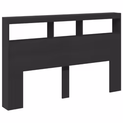 vidaXL Headboard Cabinet with LED Bedroom Bed Headboard Black 160x17x102 cm - Additional view 2
