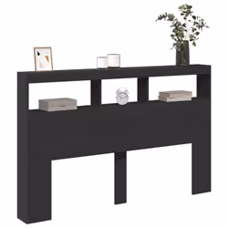 vidaXL Headboard Cabinet with LED Bedroom Bed Headboard Black 160x17x102 cm - Additional view 4