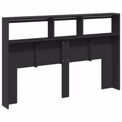 vidaXL Headboard Cabinet with LED Bedroom Bed Headboard Black 160x17x102 cm - Additional view 7