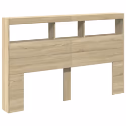 vidaXL Headboard Cabinet with LED Bedroom Bed Header Sonoma Oak 160x17x102 cm - Additional view 2