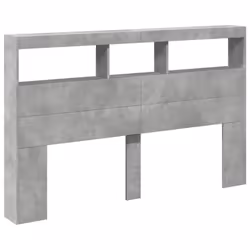 vidaXL Headboard Cabinet with LED Bed Headboard Concrete Grey 160x17x102 cm - Additional view 2