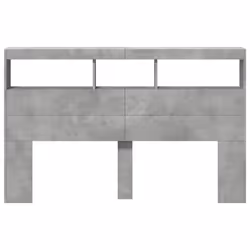 vidaXL Headboard Cabinet with LED Bed Headboard Concrete Grey 160x17x102 cm - Additional view 5