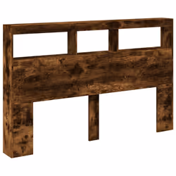 vidaXL Headboard Cabinet with LED Home Bed Headboard Smoked Oak 160x17x102 cm