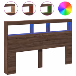 vidaXL Headboard Cabinet with LED Home Bed Headboard Brown Oak 160x17x102 cm