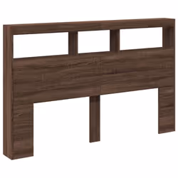 vidaXL Headboard Cabinet with LED Home Bed Headboard Brown Oak 160x17x102 cm