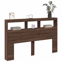 vidaXL Headboard Cabinet with LED Home Bed Headboard Brown Oak 160x17x102 cm - Additional view 4