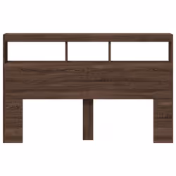 vidaXL Headboard Cabinet with LED Home Bed Headboard Brown Oak 160x17x102 cm - Additional view 5