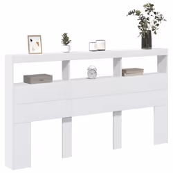 vidaXL Headboard Cabinet with LED Bedroom Bed Headboard White 180x17x102 cm - Additional view 4
