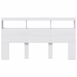 vidaXL Headboard Cabinet with LED Bedroom Bed Headboard White 180x17x102 cm - Additional view 5