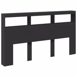 vidaXL Headboard Cabinet with LED Bed Backboard Headboard Black 180x17x102 cm - Additional view 2