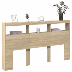 vidaXL Headboard Cabinet with LED Bedroom Bed Header Sonoma Oak 180x17x102 cm - Additional view 4