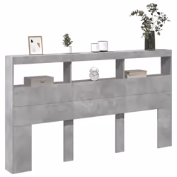 vidaXL Headboard Cabinet with LED Bed Headboard Concrete Grey 180x17x102 cm - Additional view 4